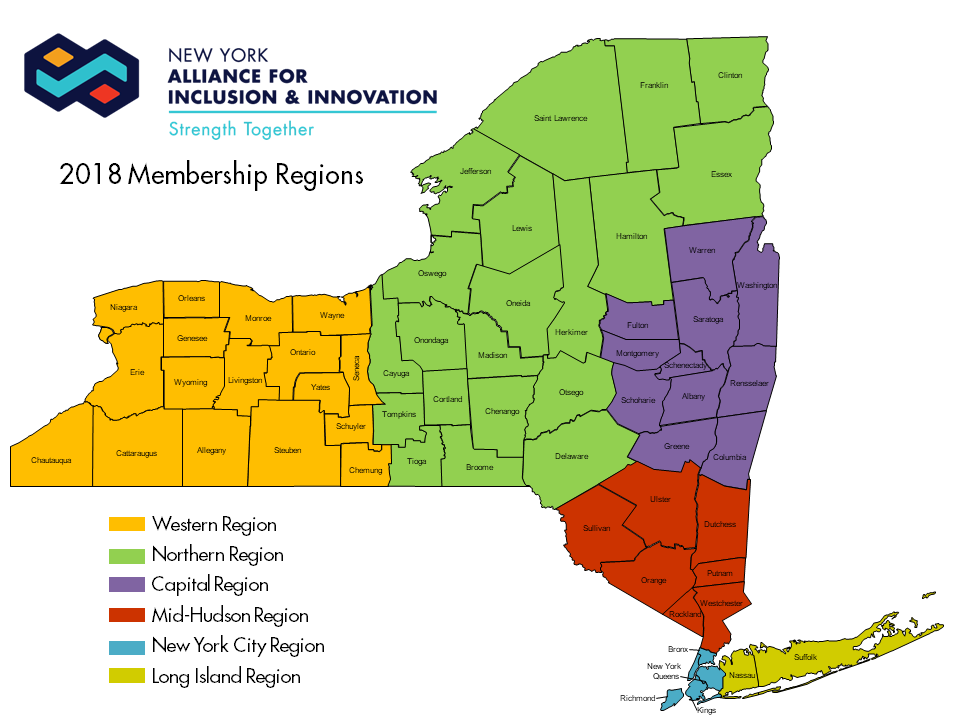 Map Of Regions Of New York State New York Alliance For Inclusion Innovation - Ny Alliance Regions